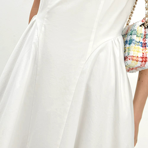 Vestido de Verano Casual para Mujer, Corte Regular, Transpirable, para Vacaciones en la Playa, Estilo Elegante, Vintage, Sin Mangas, Maxi, Línea A, Algodón, Color Sólido - Product Image 2