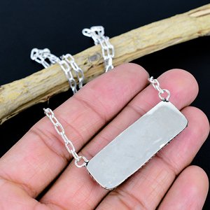 Collier bar en argent sterling 925 plaqué, fait main, avec pierre précieuse naturelle d'huître rose, design exclusif - Product Image 3