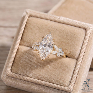 Bague de fiançailles classique en argent 925 avec diamant de laboratoire taille marquise et perle d'eau douce, certifiée IGI, bijoux de mariage de luxe - Product Image 1
