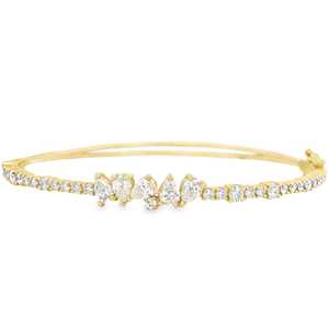 2 Ct Pear Round Cut Lab Grown Diamond <b>Cuff</b> Bangle 14K 18K Solid Gold Solitaire Stacking Open <b>Bracelets</b> Fine Jewelry Manufacturer - Product Image 1