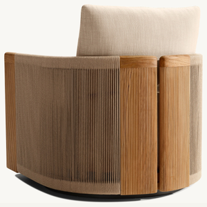 Fauteuil individuel en teck écologique avec accents esthétiques en rotin pour un style moderne intérieur ou extérieur - Product Image 6