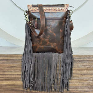 2025 Luxury Trending Designer Floral Tooled Cow Leather Fringe Crossbody Handbag for Women Genuine Leather <b>Vintage</b> Shoulder Bag - Product Image 5