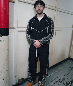 Veste coupe-vent plissée en nylon réfléchissant à rayures, personnalisable par sublimation, 2 pièces, ensemble de survêtement écologique pour homme - Product Image 2