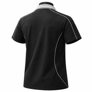 Polo Negro de Manga Corta con Ribete Blanco, Cuello en V, Corte Regular, Camiseta Casual de Punto para Hombre - Product Image 4