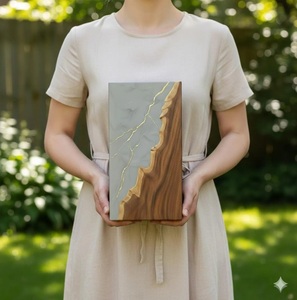 Luxury Grey Marble Resin & Wood Cremation Urn Modern Wood Memorial <b>Keepsake</b> Forever Rest Black & Gold Urn Sacred Gold <b>Memory</b> Urn - Product Image 6