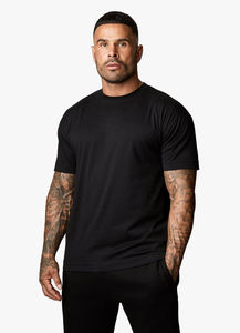 Camiseta Negra Lisa para Hombre, 100% Algodón, Cuello Redondo, Corte Regular, Informal, Básica de Verano, Etiqueta Privada Personalizada, Secado Rápido - Product Image 3
