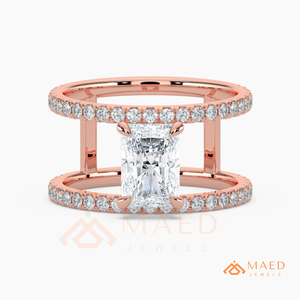 แหวนวงเปิดประดับมอยส์ซาไนต์สำหรับผู้หญิง สีโรสโกลด์ เหมาะสำหรับงานหมั้น งานแต่งงาน งานครบรอบ หรือสวมใส่ในชีวิตประจำวัน สไตล์หรูหรา - Product Image 5