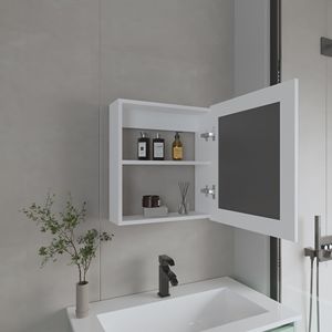 Armadietto per medicinali bianco da 20,5 pollici con 2 ripiani, 1 anta e 1 specchio per riporre oggetti in bagno - Product Image 6