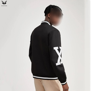 Black Color Outer Wear Lightweight <b>Men</b> Loose Fit Digital Print Going Out <b>Long</b> Sleeve Baseball College Baseball Varsity <b>Jackets</b> - Product Image 3