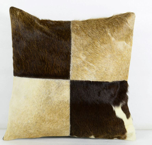 Funda de Almohada de Cuero Vacuno con Diseño de Patchwork, Cojín de Piel de Vaca Natural para Sofá y Hogar - Product Image 1