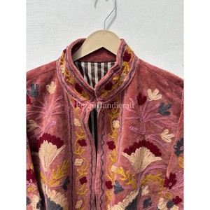 Floral Embroidery <b>Jacket</b> Coat Handmade <b>Short</b> Unisex Coat Boho Chic <b>Jacket</b> Suzani <b>Jacket</b> With Inside Cotton Lining Women's <b>Jacket</b> - Product Image 5