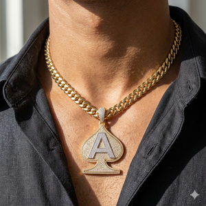 Custom 925 <b>Silver</b> Moissanite Diamond Gold Plated Spike Initial Alphabet Letter ACE Spades Poker Pendant Iced Hip Hop Men's Party - Product Image 2