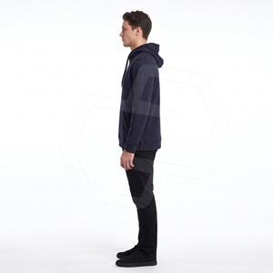 Sweat-shirt décontracté respirant en molleton écologique 240g, col montant, bleu marine, personnalisé OEM pour homme, idéal pour l'hiver - Product Image 6