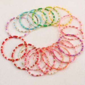 Colorful 14K Gold Plated Plastic <b>Beaded</b> Stackable Bracelets <b>Set</b> Handmade Stretch Friendship Bangles Geometric for Women Party - Product Image 3