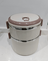 Boîte à lunch isotherme ronde grande capacité LB22, boîte à bento thermique double couche de qualité alimentaire pour les employés de bureau et les étudiants