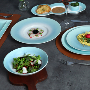 Ensemble de vaisselle de luxe vaisselle et couverts de restaurant bleu assiettes rondes en céramique de 10 pouces assiette de vaisselle en céramique - Product Image 5