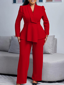 African Office Dresses Women Plus Size Solid Button Full Length 2 Piece Long <b>Set</b> Custom Wholesale - Product Image 6