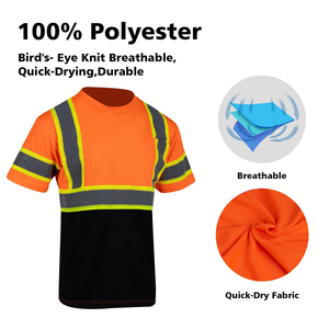 Camiseta de Seguridad de Trabajo de Manga Corta, Transpirable, Reflectante, con Cuello Redondo, para Verano - Product Image 6