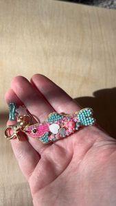 Elegant Floral Handcrafted Embroidery Beaded <b>Keychain</b> Fashion Gift for Her - Product Image 6