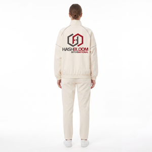 Ensemble de survêtement sportif pour femme avec veste zippée intégrale à col montant, imprimé lettres, coupe régulière, toutes saisons - Product Image 2