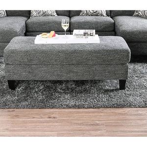 Pouf in Ciniglia Stile Contemporaneo, 1 Pezzo, Seduta Grigia in Peluche, Arredamento Moderno per Soggiorno - Product Image 5