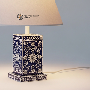 Lanterne de table artisanale en os incrusté avec motif floral, lampe de chevet de luxe en mosaïque, art indien traditionnel, décoration de bureau - Product Image 2