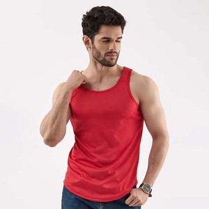 Débardeur tricoté rouge uni pour homme, col rond, décontracté, haute qualité, idéal pour l'entraînement sportif estival - Product Image 6