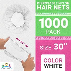 Bianco 30 pollici monouso per capelli Unisex Medical Hair capy elastico bordo pacchetto 1000 in Nylon cucina Food Service monouso da letto - Product Image 2