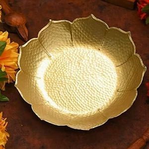 Metal Urli Bowl with Wide Rim for Floating Flowers and Tea <b>Lights</b> in Living Rooms and Entryways - Product Image 2