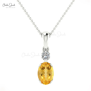Colgante de Citrino Natural en Oro Sólido de 14k con Halo de Diamantes, Joyería de Piedras Preciosas para Uso Diario, Regalo, Proveedor Mayorista - Product Image 3