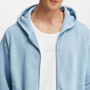 Sweat-shirts à capuche zippés pour hommes, style urbain, avec design épaules tombantes, poches avant et coupe décontractée tendance - Product Image 2