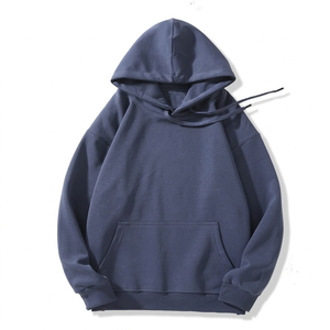 Sudadera con Capucha Negra para Hombre, Corte Holgado, 100% Algodón Tejido, Color Sólido, Diseño con Bolsillo, Ropa Casual de Otoño - Product Image 5