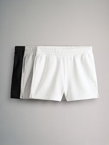 Pantalones cortos informales para mujer, cintura alta, elásticos, estilo mini, ropa de moda de verano en blanco y negro, Material elástico suave - Product Image 3