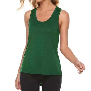 Women's Green Scoop Neck Tank <b>Top</b> Solid Color Knitted Breathable Casual Wear - Product Image 5