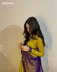 Nuevo Conjunto de Kurti y Dupatta en Línea A, Listo para Usar, con Georgette Sintético, Bordado Butti y Cordón, para Mujer, Fabricante de Moda - Product Image 5