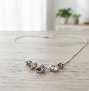 Collar de Piedras Preciosas de Múltiples Formas en Plata de Ley 925 Chapada en Oro de 18K, Collar con Colgante de 16 Pulgadas para Uso Diario, Regalo para Ella - Product Image 4