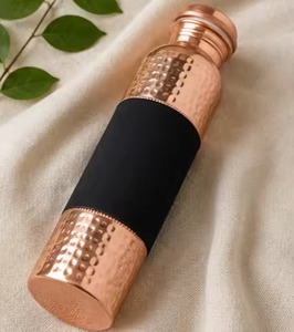 High Quality Pure Copper Water Bottle Handmade Hammered Finish Health Benefit <b>Drinkware</b> For Home Office Gym Travel At Best Price - Product Image 3