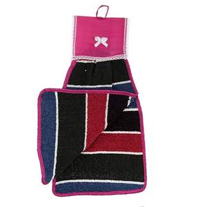 Toalla de algodón para colgar en el lavabo, servilleta, toalla de mano para cocina y baño, multicolor, 2 piezas, verde-rosa, 44 cm de largo x 24 cm de ancho - Product Image 4