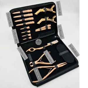 LUMINEX Hair Extension <b>Tools</b> Kit Gold Color Portable With Bead Plier Bond Cutter Thinning Razor <b>Clips</b> Comb - Product Image 5