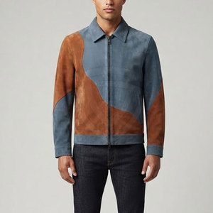 Luxury <b>Suede</b> Leather <b>Jacket</b> With Stand Collar Premium Craftsmanship Modern Design For <b>Men</b> Streetwear And Smart Casual Clothing - Product Image 3