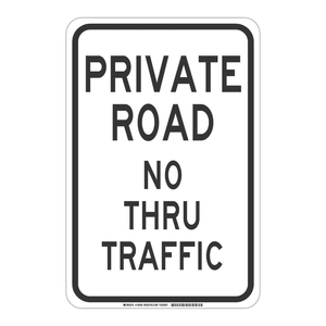 Panneau de signalisation routière Brady Private Road No Thru - Panneau d'avertissement pliable imprimé UV pour l'interdiction d'accès sur route - Product Image 3