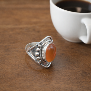 Carnelian Gemstone 925 Sterling Silver <b>Ring</b> Triangle Design Handmade <b>Statement</b> <b>Ring</b> Rose Gold Yellow Gold Plated Jewelry - Product Image 5