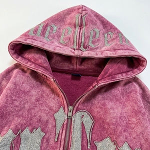 Sweat à capuche streetwear pour homme, style délavé, imprimé lettres, broderie chenille - Product Image 5