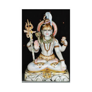 Statue de Shiva Shankar en marbre blanc de première qualité avec une finition fine et un polissage lisse pour le culte à la maison et au temple - Product Image 3