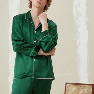 Nuevo Conjunto de Pijamas de Satén Ecológico de Moda 100% Seda 2026 Ropa de Dormir Transpirable para Hombre Resistente a las Manchas de Calidad Talla Grande 2026 - Product Image 2