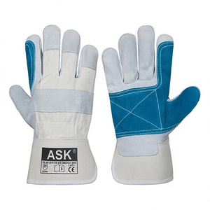 Gants à double paume robustes avec doublure en coton Gants de travail en cuir fendu à la main de sécurité résistants à l'abrasion - Product Image 1