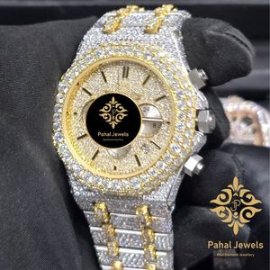 นาฬิกาเพชรหรูหราสำหรับทุกเพศ Pahal Jewels ตัวเรือนสแตนเลสขนาด 41 มม. ระบบอนาล็อก โครโนกราฟ กลไกจักรกล ตัวล็อคแบบซ่อน - Product Image 3