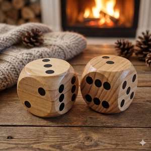 Dados de Madera Grandes, Dados Gigantes para Decoración Rústica del Hogar, Accesorios para Noches de Juego, Regalo Único para Gamers, Estilo Hygge, Artesanía Natural - Product Image 3