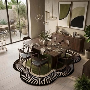 Modern Irregular Abstract Area Rug Green Black Cream Designer Carpet Soft Plush Living Room Bedroom Home Decor Style - Product Image 3