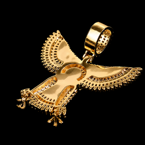 Pendentif Aigle Personnalisé Plaqué Or 14K avec Diamant Moissanite Taille Ronde Style Hip Hop pour Homme, Chaîne en Acier Inoxydable - Product Image 2